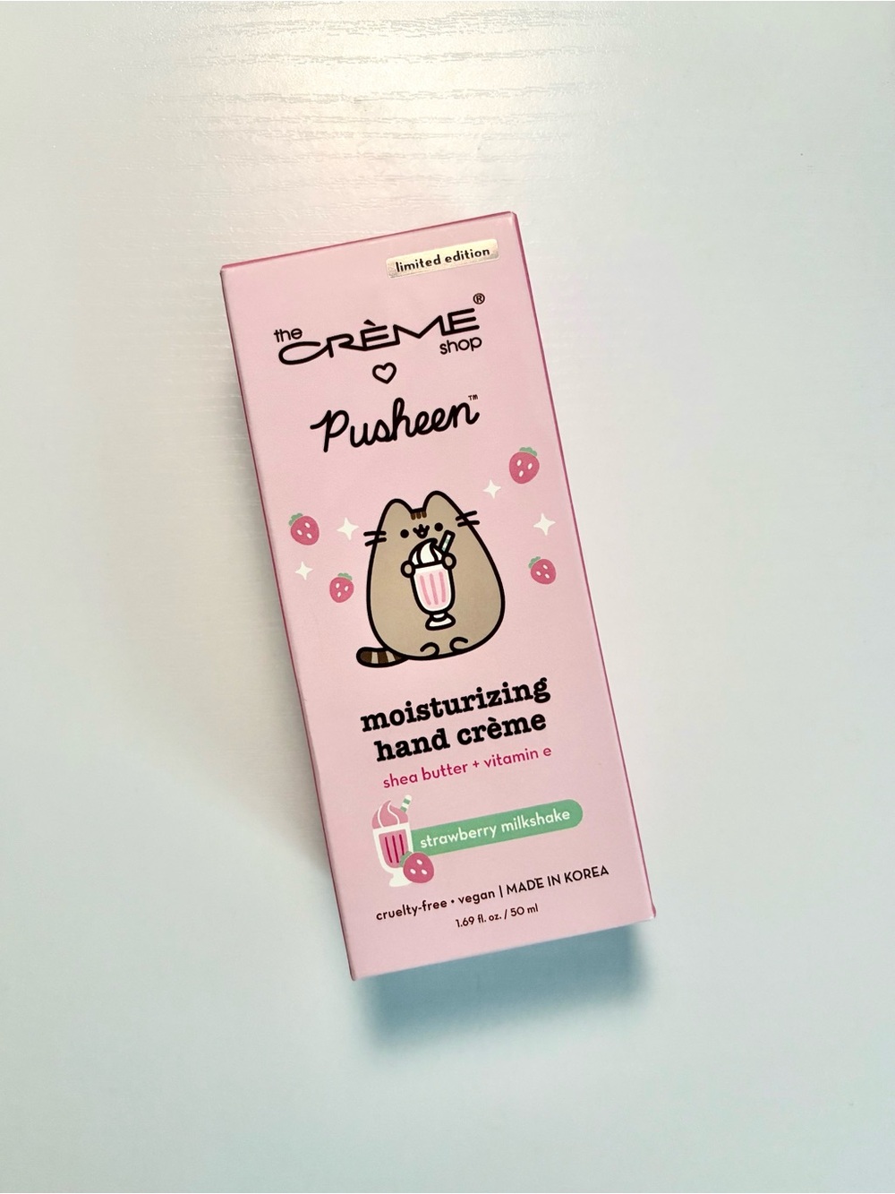The Crème Shop Pusheen Pink Strawberry Milkshake Moisturizing Hand Cream Lotion